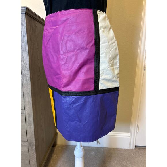 Global Identity G-III | Vintage Colorblock Leather Skirt | 9/10 - Picture 4 of 14